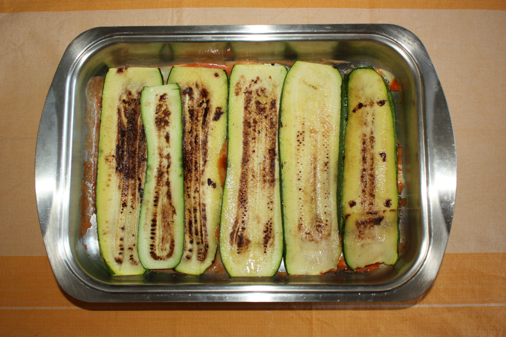 parmigiana di zucchine - strato di zucchine