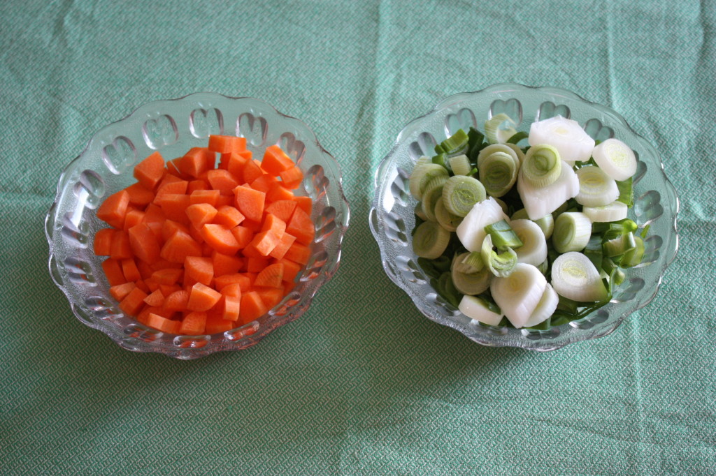 zuppa di farro - tagliare le verdure