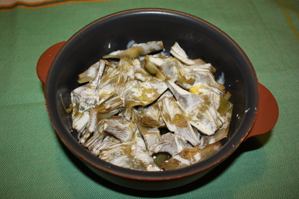 carciofi gratinati con noci - aggiungere la panna