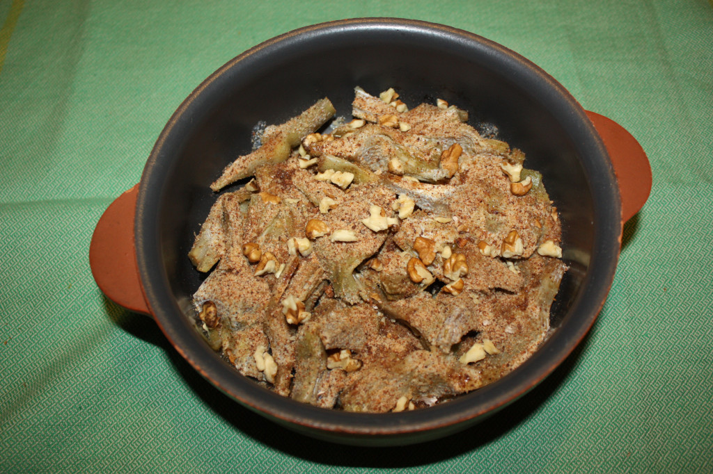 carciofi gratinati con noci - aggiungere pangrattato