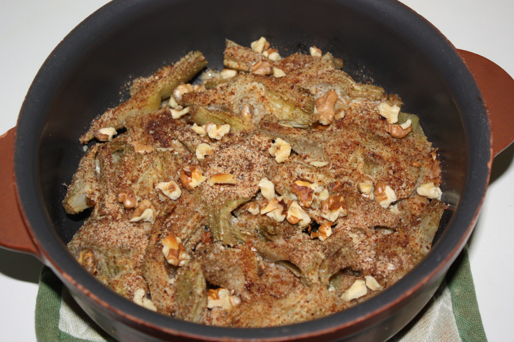 carciofi gratinati con noci - grigliare in forno