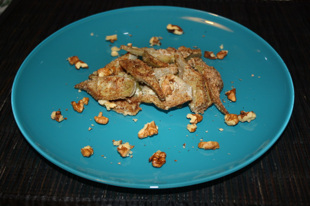 carciofi gratinati con noci - piatto finito