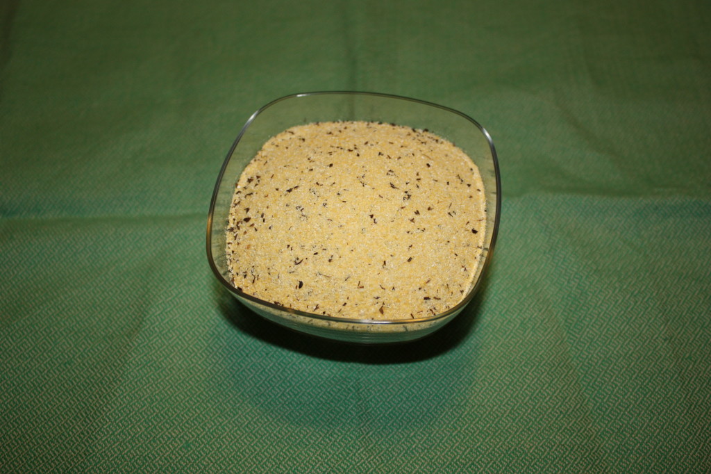 cubetti di polenta su crema di funghi - polenta