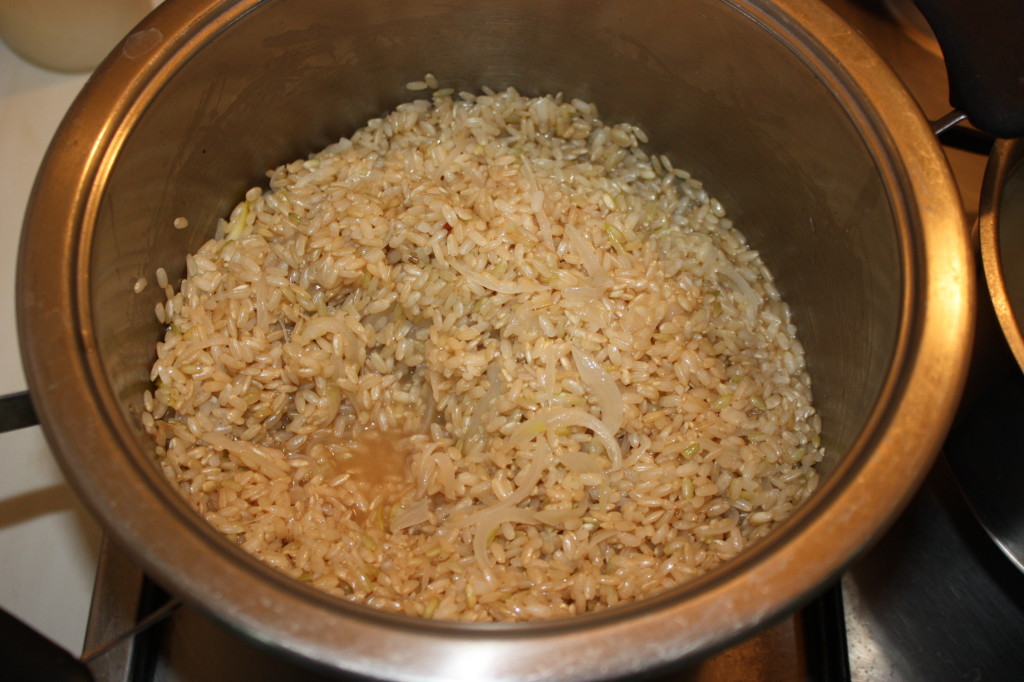risotto all'arancia - sfumare con brandy