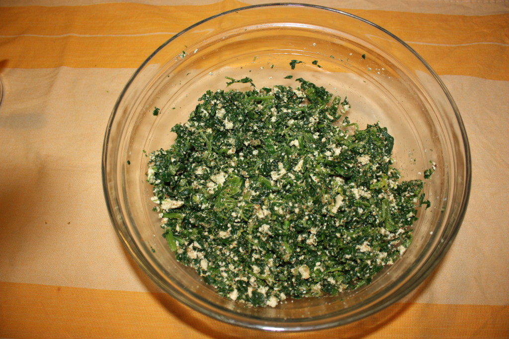 polpette di spinaci e tofu - amalgamare tutto