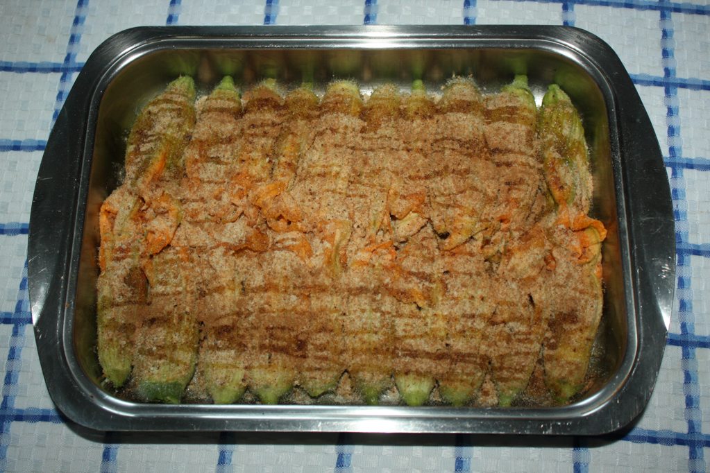 fiori di zucchina al tofu affumicato - infornare