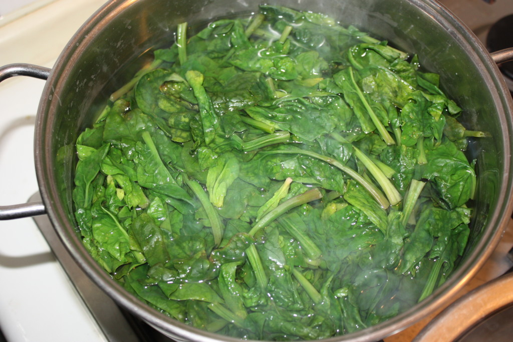 polenta e spinaci - sbollentare gli spinaci