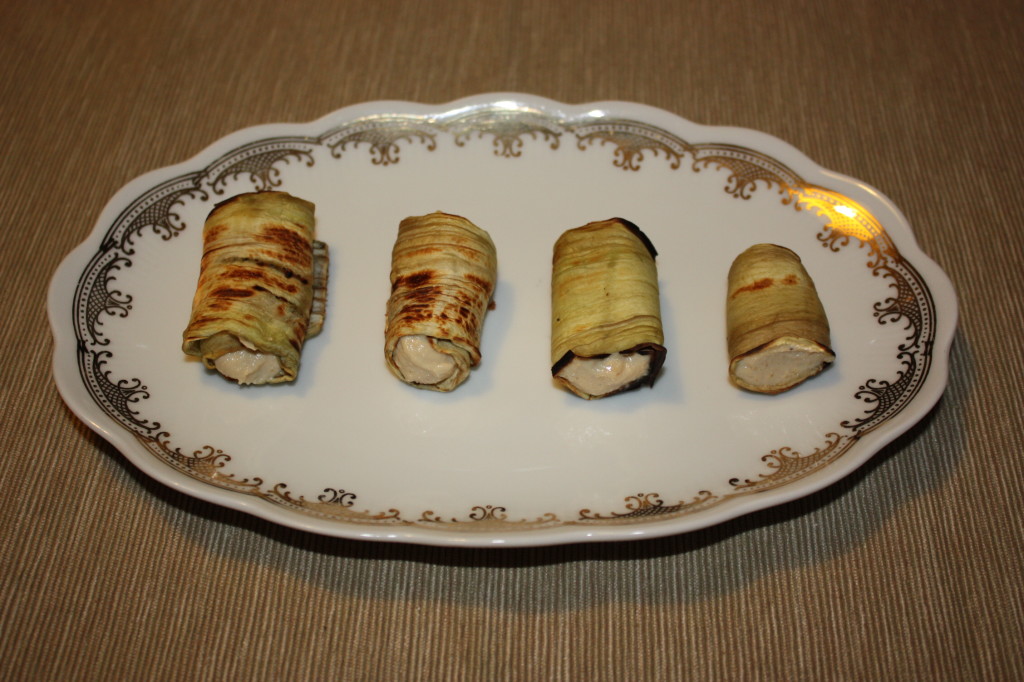 involtini di melanzana con crema di arachidi e anacardi - piatto pronto