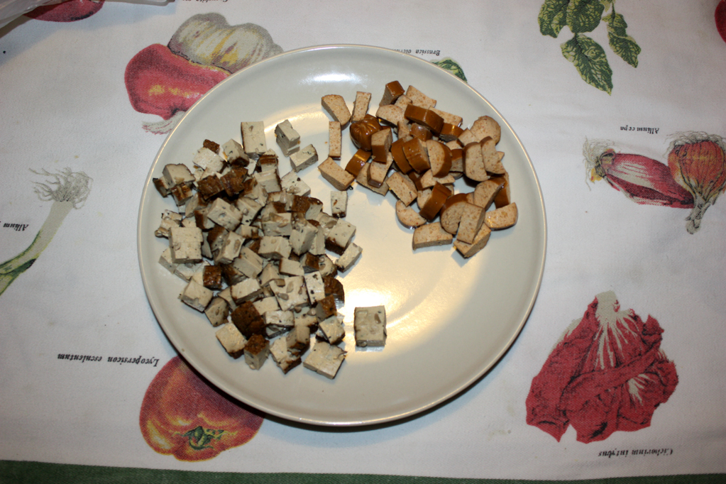 riso cantonese - wurstel a pezzi