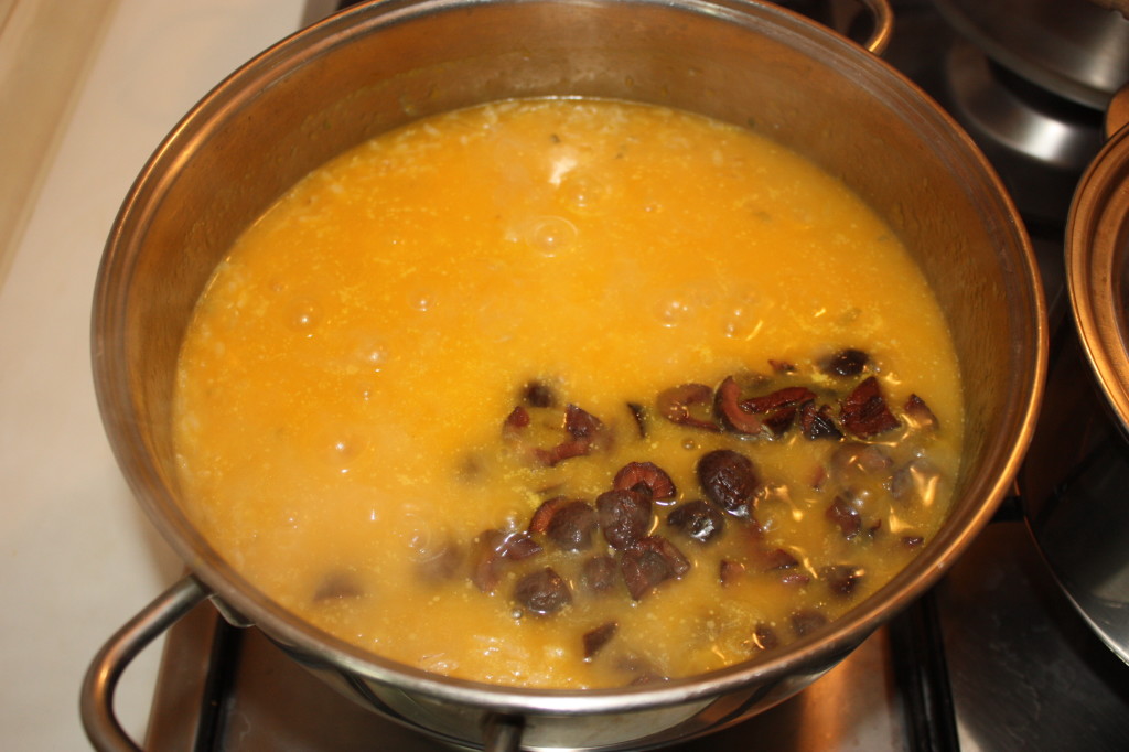 risotto con zucca e olive - aggiungere le olive
