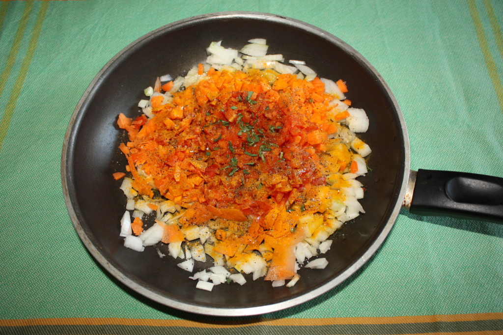 polpette di riso - tagliare le verdure