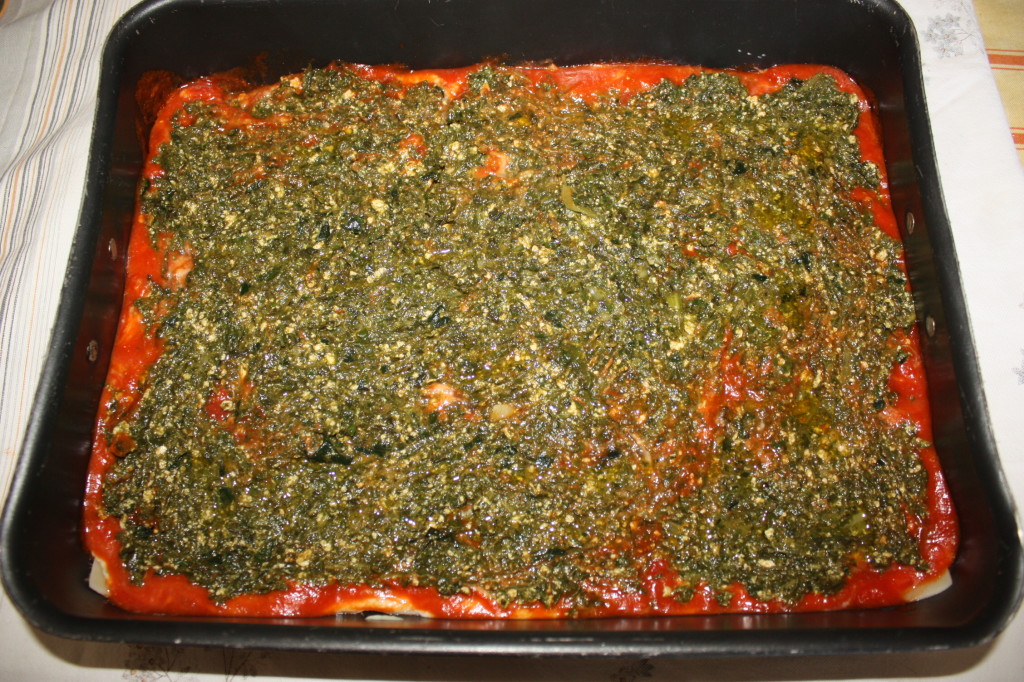 lasagna agli spinaci - aggiungere gli spinaci
