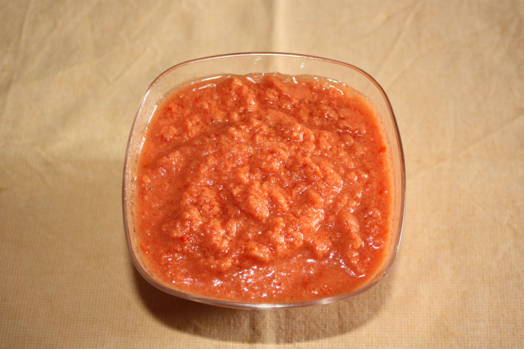 mattoncini di zucchine e tofu con crema di pomodoro - crema di pomodoro