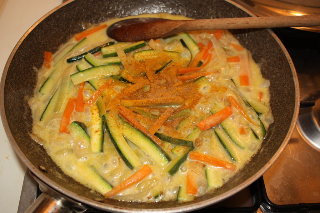 verdure al latte di cocco - aggiungere le spezie
