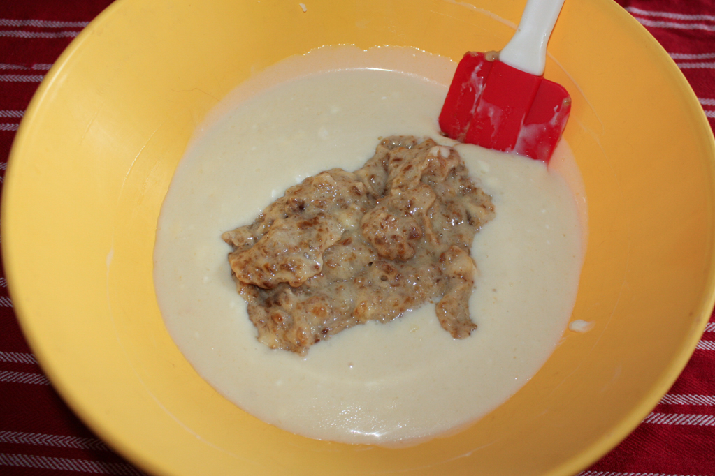 plumcake fruttati - unire banane e yogurt