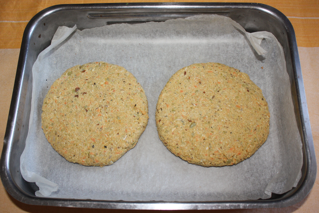 burger di piselli - infornare i burger